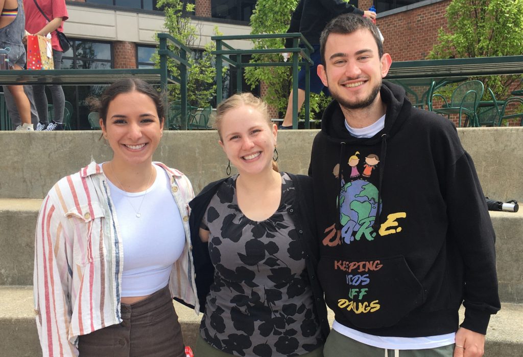 Photo of Emma Straton, Prof. Brezny, and Oscar Fischer.