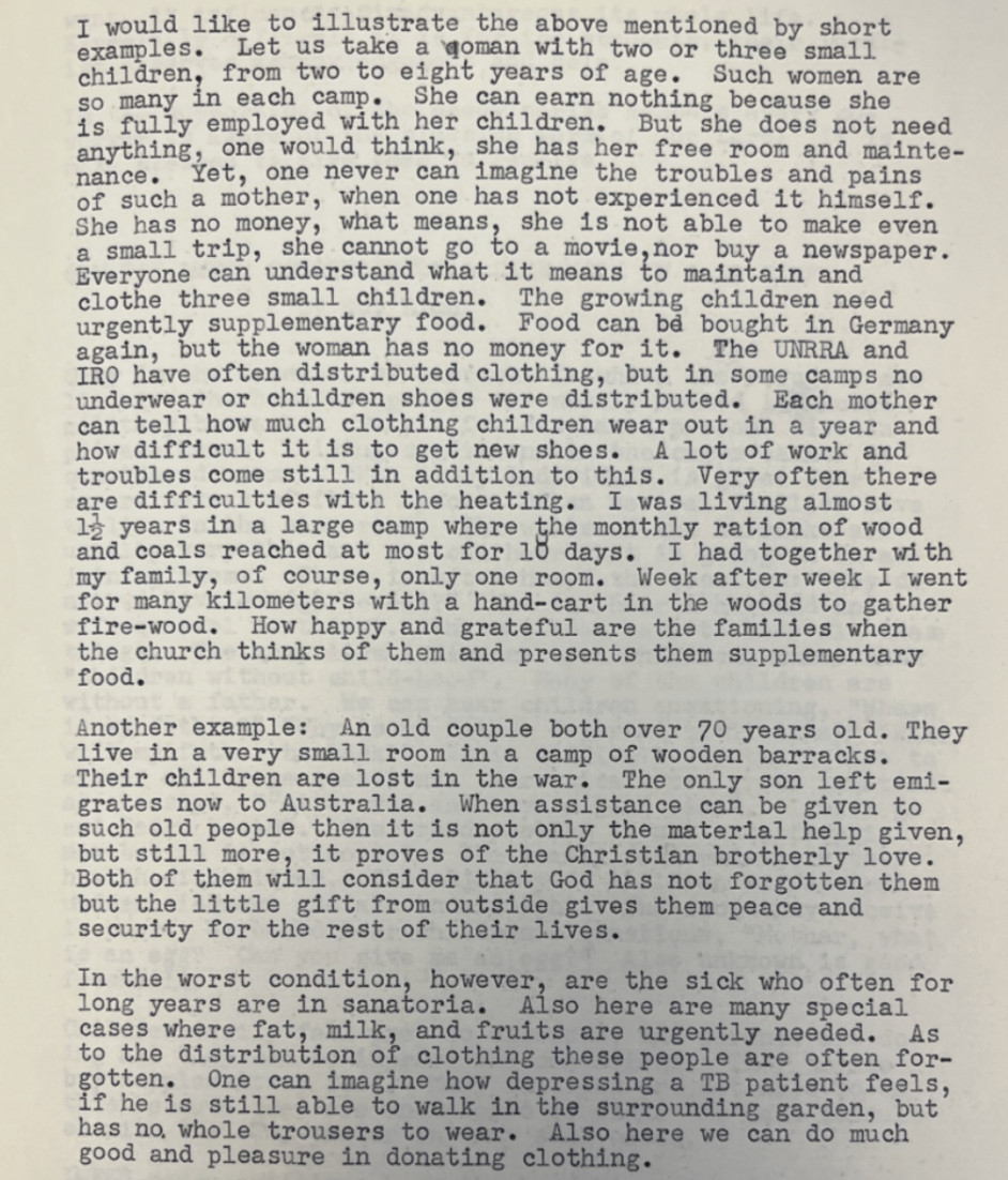 Howard Hong Volume Report excerpt detailing life for DPs