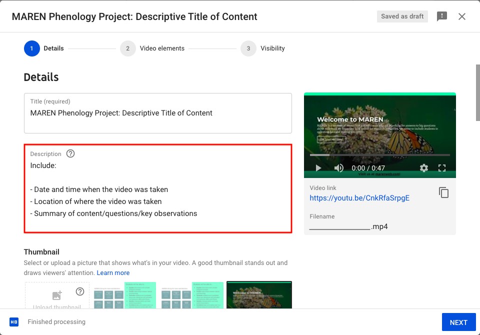 Step 2 for YouTube content upload