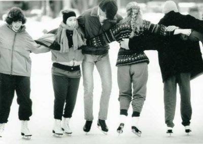 Students ice skating.