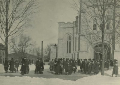 Students Leaving the Chapel. 1930s.
