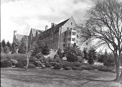 View of Thorson Hall from hillside.
