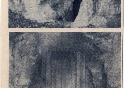 Two images of the caves opening: one open, one closed off.