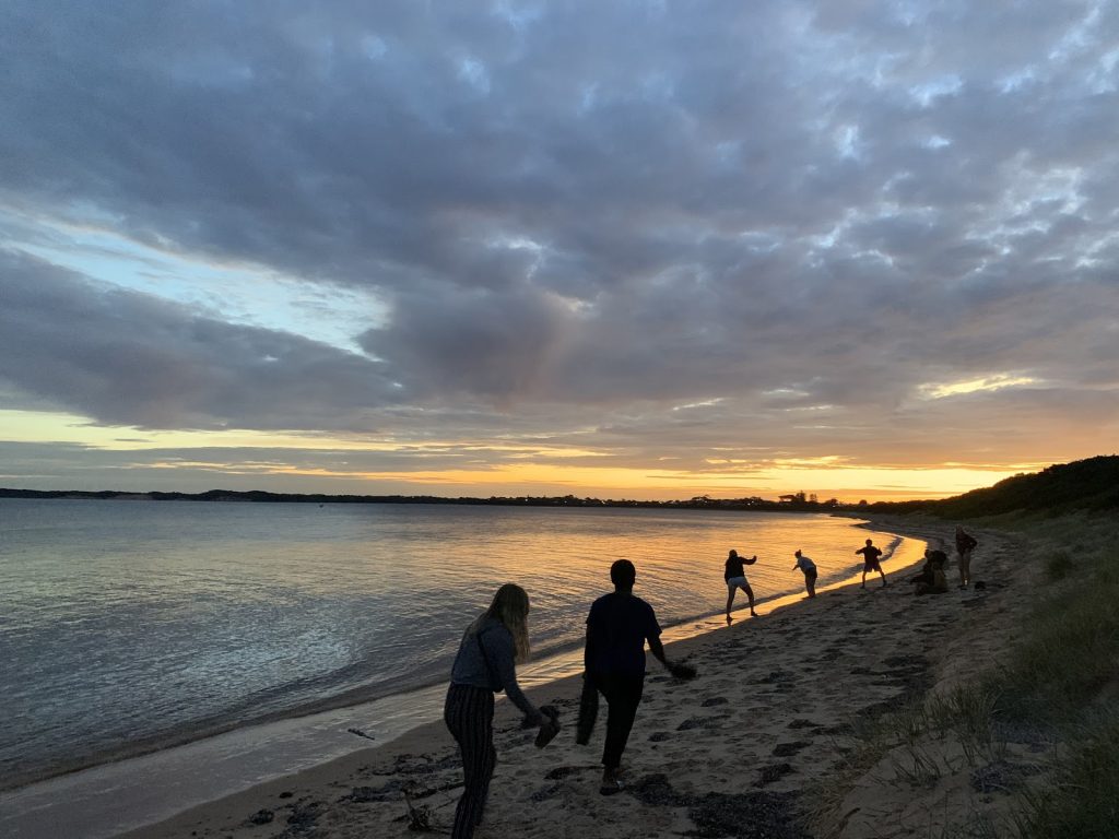 Enjoying a beach sunset at Phillip Island