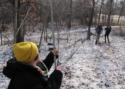 Setting up nets for birdbanding