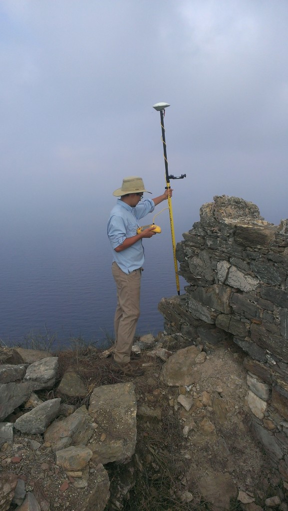One of our intrepid Oles collecting positions atop the Acropolis