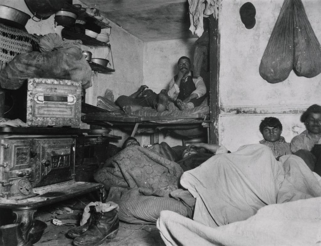 Jacob Riis, "Lodgers in a Crowded Bayard Street Tenement," Wikimedia Commons, accessed July 28, 2015.