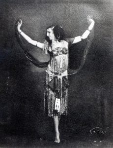 XJF342481 Ida Rubinstein in the role of Salome (b/w photo) by French Photographer, (20th century); black and white photograph; Private Collection; (add. info.: Ida Rubinstein (1885-1960) Russian born ballet dancer; she was taught by Mikhail Fokine and performed with the Ballets Russes; Salome costume designed by Leon Bakst); copyright unknown